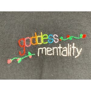 Gildon Embroider Stitch T-shirt Goddess Mentality Black XL Short Sleeve 2611